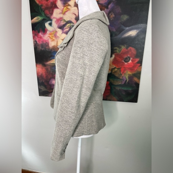 Anthropologie Elevenses Gray Pleated Collar Wool Career Office Blazer Sz US 4 - Picture 3 of 9